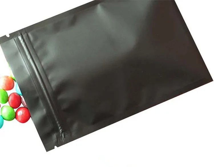 100 шт. маленькая матовая черная алюминиевая фольга Ziplock сумка с плоской подошвой
