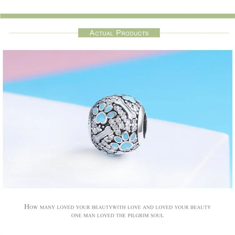 MOWIMO Домашние животные собака следы кости бусины 925 пробы серебро Подходит Pandora браслет талисманы ювелирные аксессуары BKC765