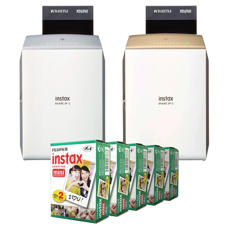 Fujifilm Instax Share SP 2 принтер для смартфонов Золотое серебро + Fuji мини белая простая 100