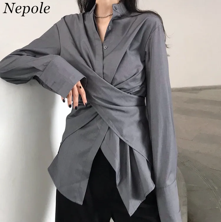 Женская офисная блузка Neploe весенне-летняя однотонная Повседневная Блузка с