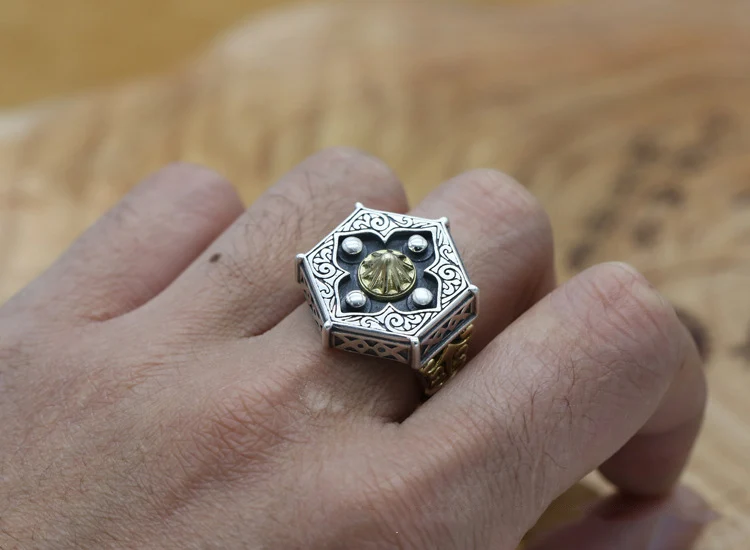 Taoist Tai Chi кольцо Настоящее серебро 925 пробы винтажное креативное регулируемое кольцо для мужчин wo мужской подарок ювелирные изделия зеркало сплетни кольцо