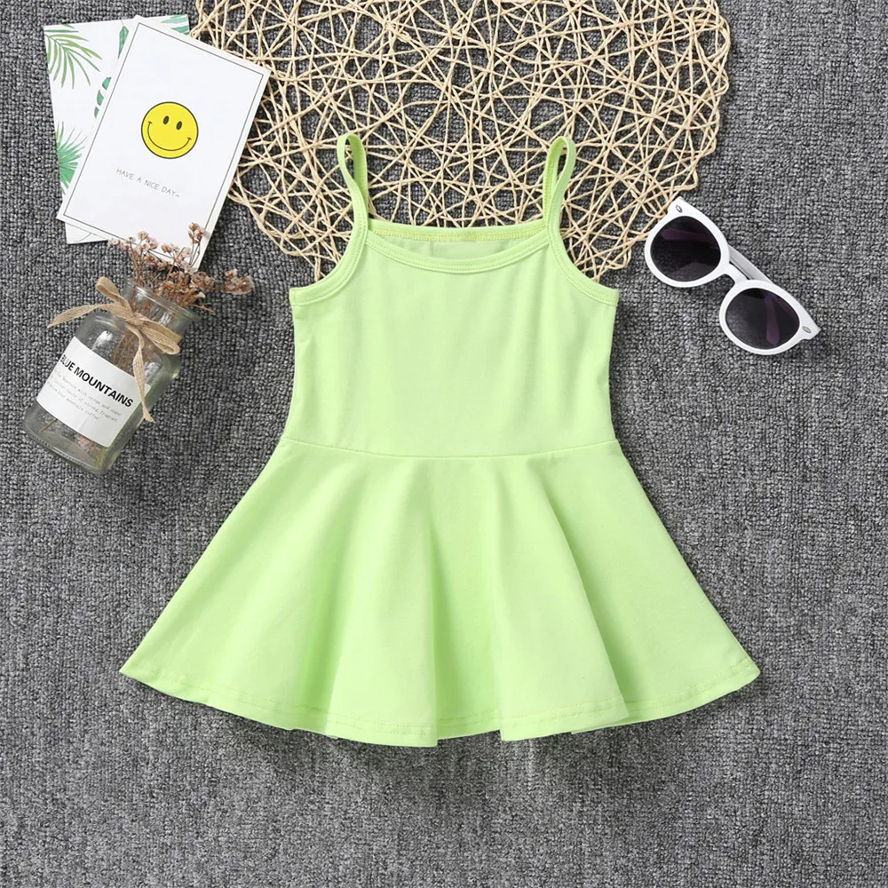 1-6Y Kids Girls Pink Sling Dresses Baby Girl Summer Sleeveless Princess Dress Children Clothing Cotton Clothes Braces | Детская одежда