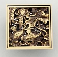 high quality10cm10cm antique brass square vintage art carved floor drain cover shower waste drainer bathroom accessories nhr028