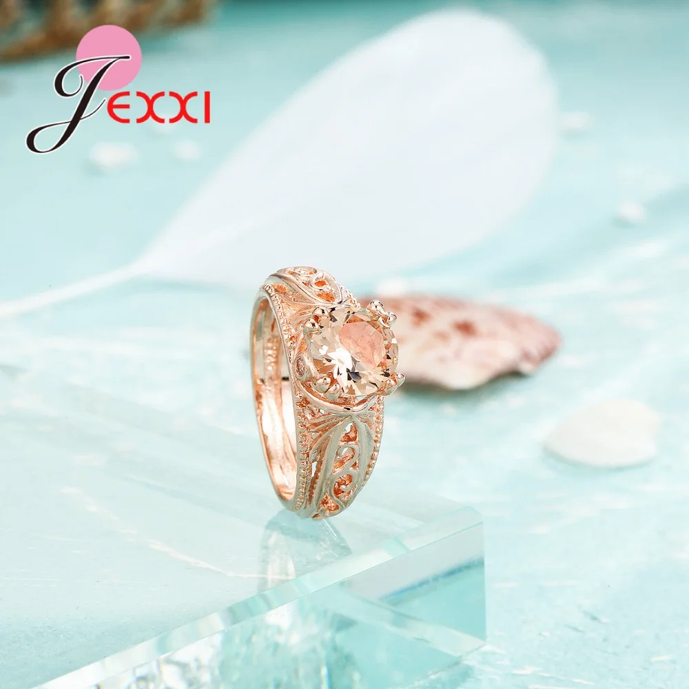 

Round Prong Setting Light Yellow Cubic Zircon Rose Gold Color Ring For Women Bridal Wedding Engagement Anniversary Jewelry