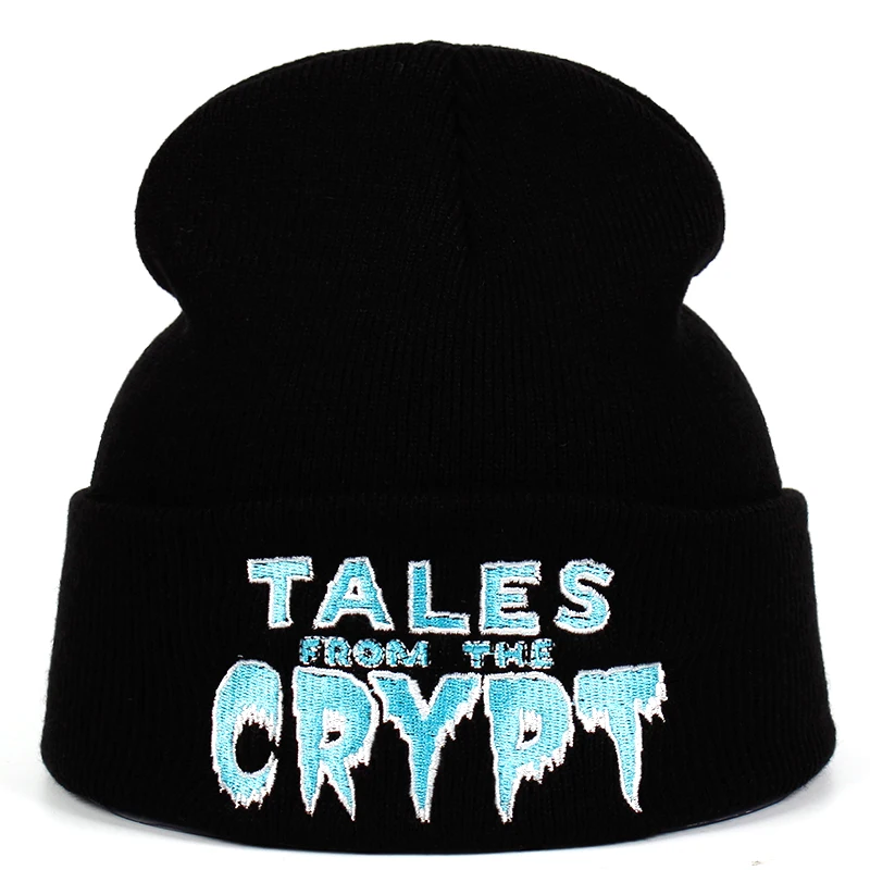 Вязаная Шапка бини с вышивкой Tales от The Crypt эластичная брендовая теплая зимняя