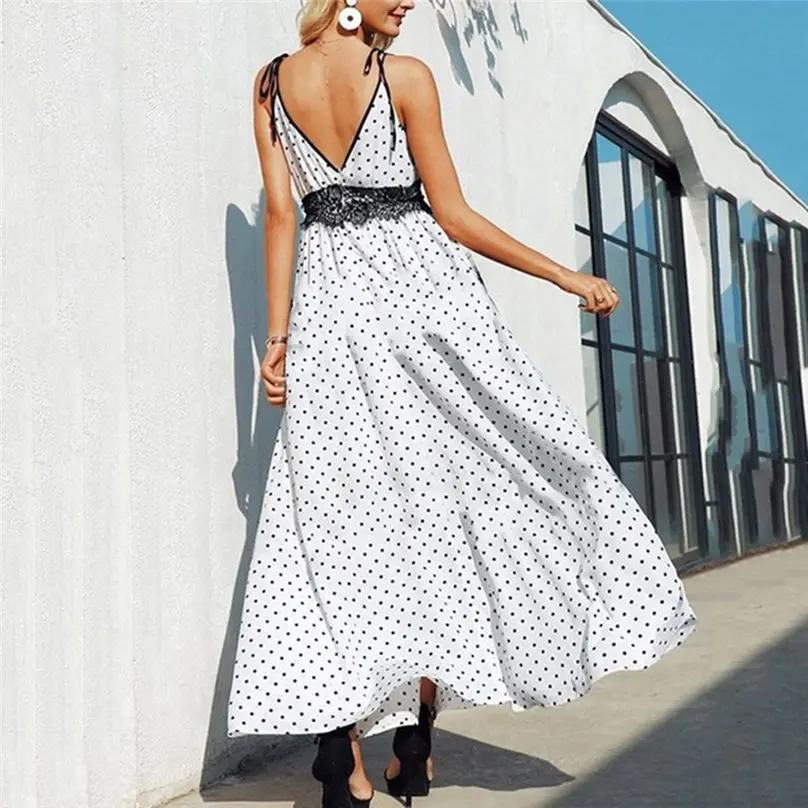 Для женщин сексуальное модное летнее платье 2019 с принтом в горошек для маленьких