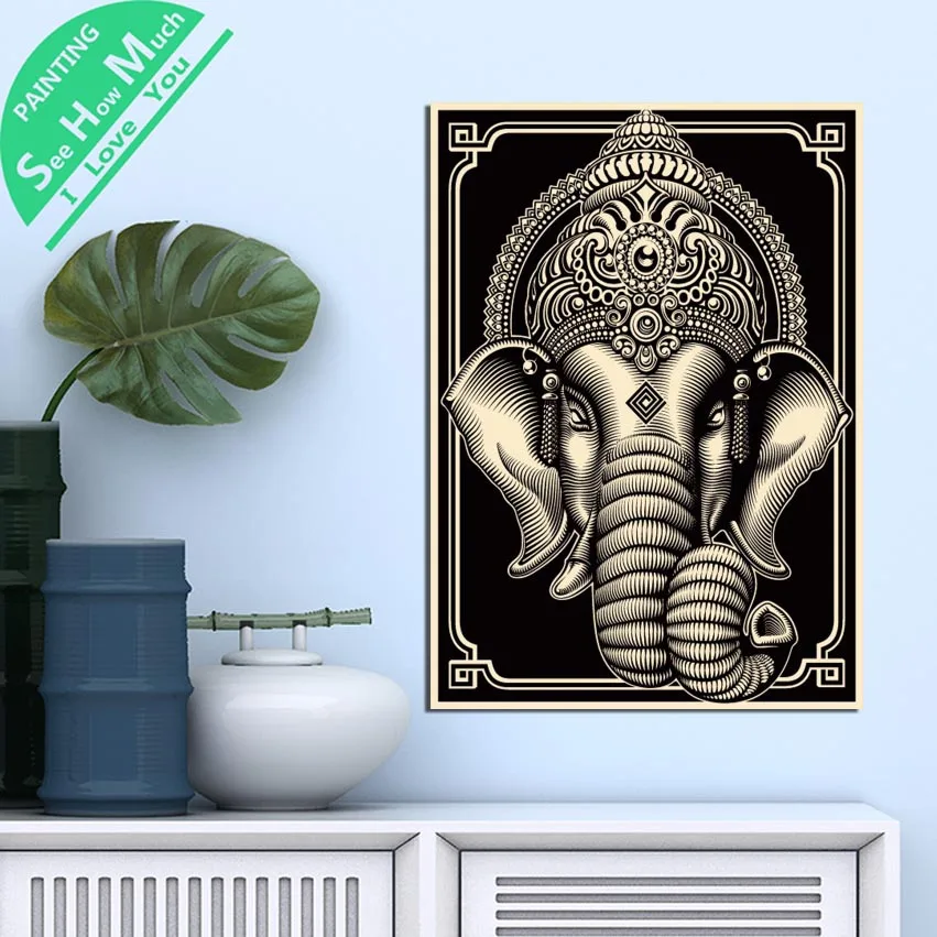 

1 Piece Ganesha India God Buddha HD Printed Canvas Wall Art Posters and Prints Poster Painting Framed Artwork Room Decoration