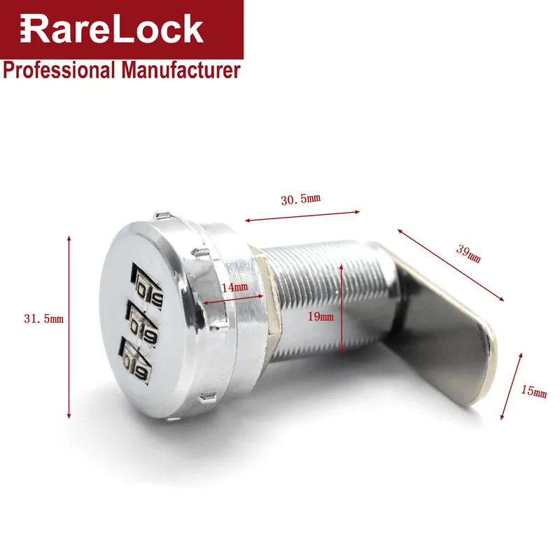 Комбинированная камера замок 3 цифры 30 мм Длина безопасный безопасности для