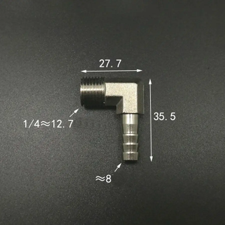 DN8 1/4 &quotBSP Мужской Fit 8 мм ID шланг локоть хомут фитинг Hosetail никелированный латунный