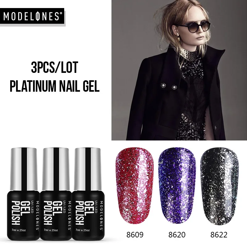 Modelones Platinum УФ гель для ногтей Блестящий светодиодный лак отмачиваемый Гибридный