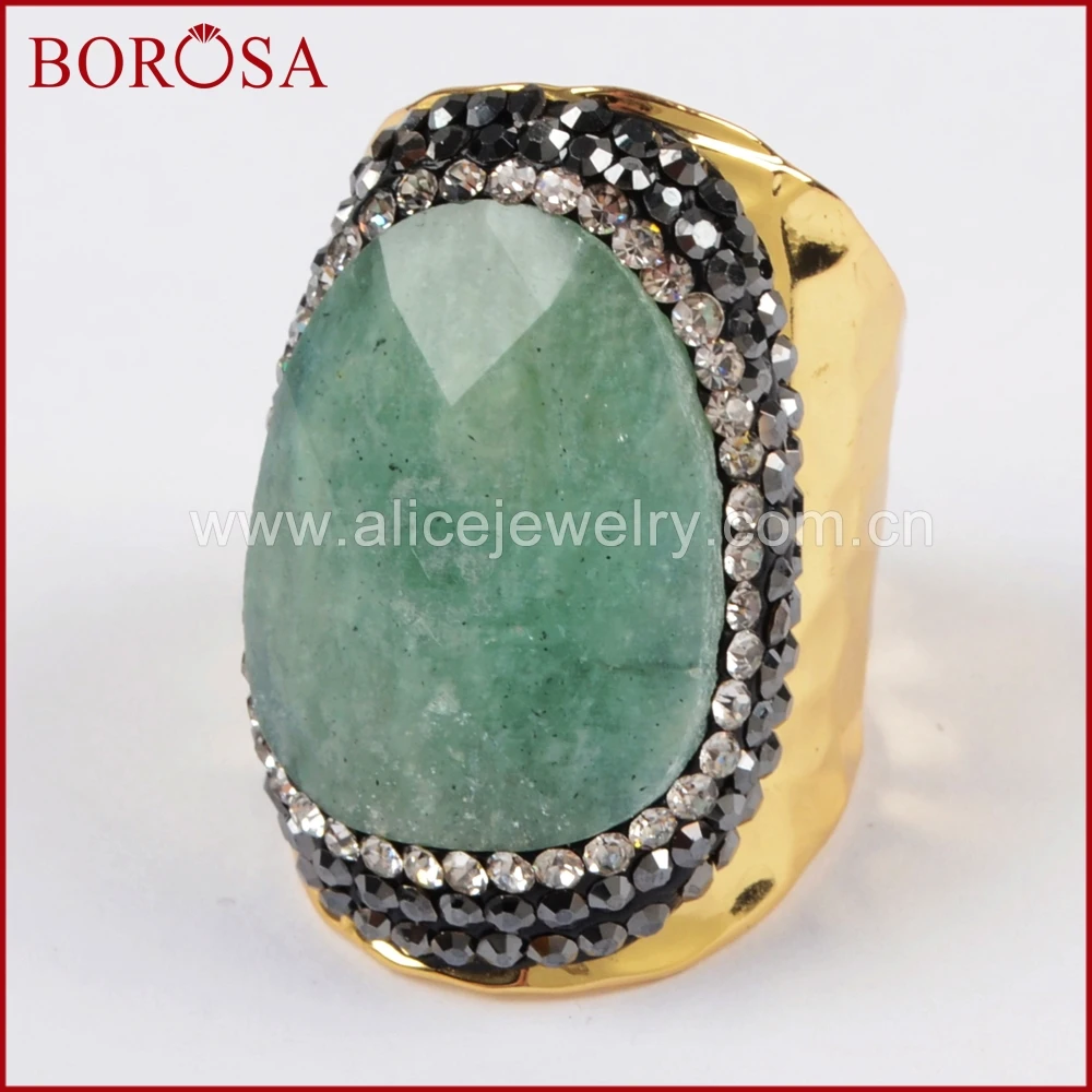 BOROSA натуральный амазонит & 100% австралийский зеленый камни друза кольцо золотой