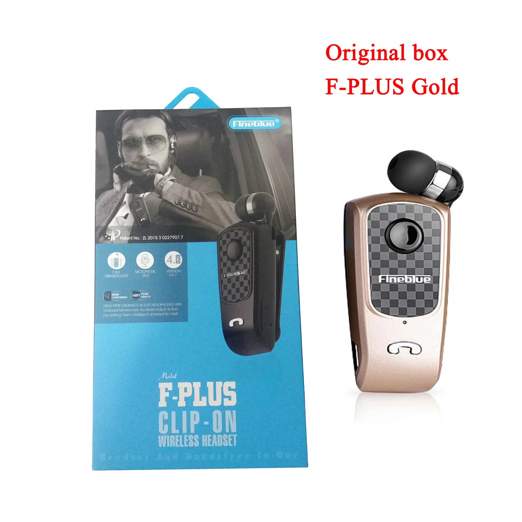 Gold Retail box Fineblue F PLUS мини беспроводной клип на Bluetooth V4.0 гарнитура наушники Hands-free - Цвет: Gold Retail box