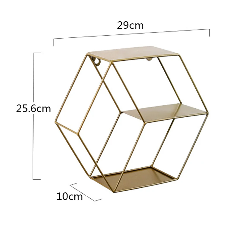 Copper Color WHISM стильная настенная полка для украшения дома шестигранные железные художественные полки для настенной полки крючки для органайзера на стене Etagere росписи - Цвет: Copper Color