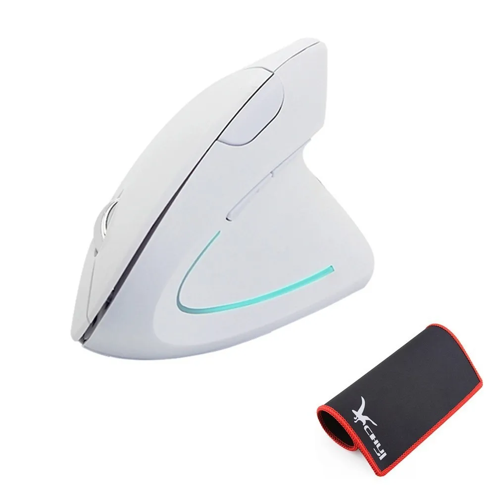 white mouse with pad CHYI эргономичная Вертикальная беспроводная мышь 1600 dpi оптическая компьютерная мышь Mause 5D игровая мышь с подставкой для запястья коврик для мыши для геймера ноутбука - Цвет: white mouse with pad