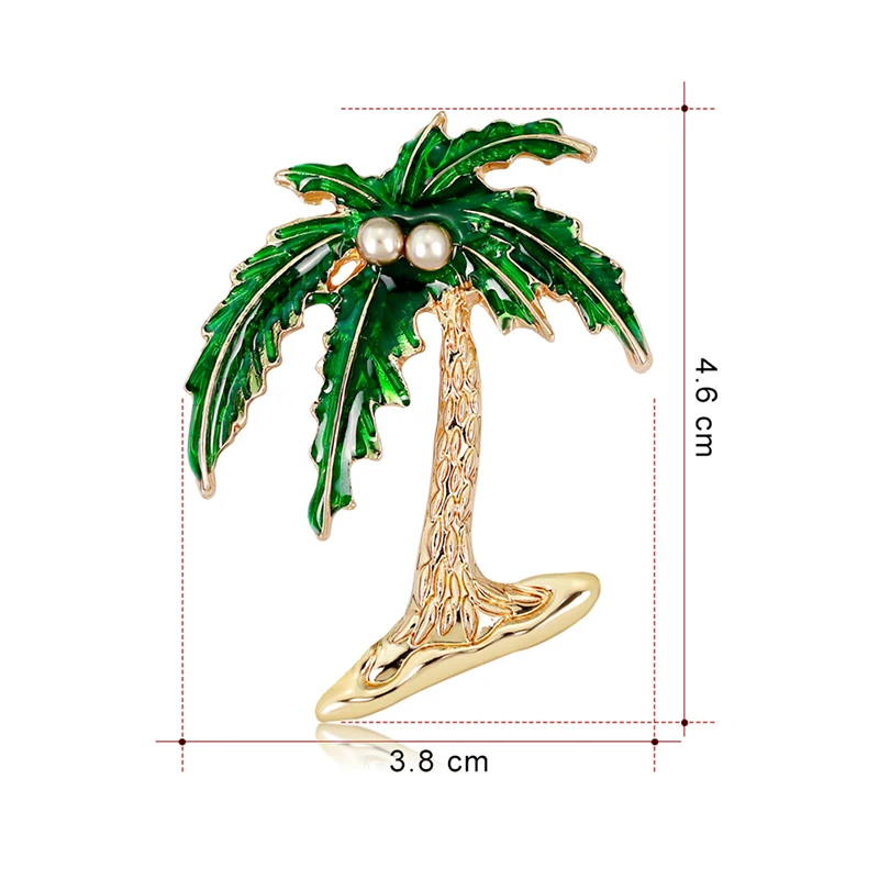 Милые зеленые броши в форме кокосового дерева для женщин и девочек платье