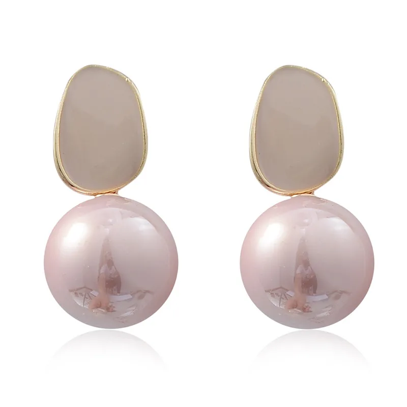 Женские серьги-пусеты Pinksee металлические геометрические с искусственным