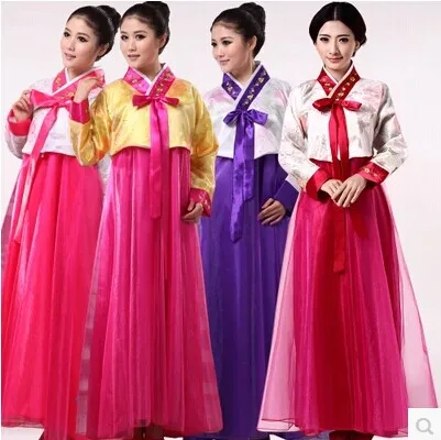 Осеннее женское Короткое платье Hanbok корейское этнические костюмы вышитые