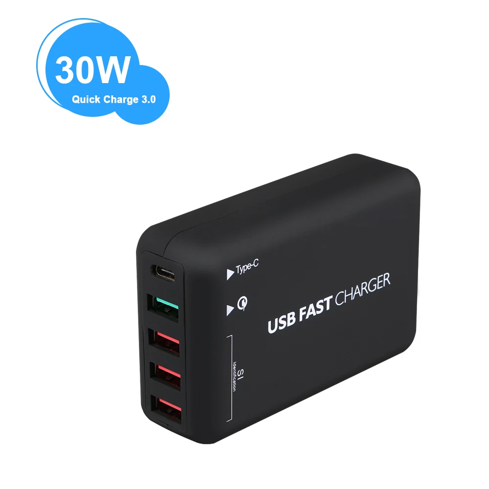 USB адаптер для быстрой зарядки 3 0 5 портов 6 А С кабелем 1 м|USB-хабы| |