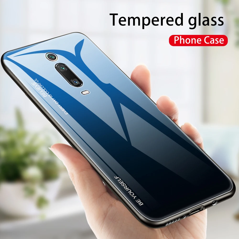 KEYSION градиентный чехол из закаленного стекла для Xiaomi Redmi K20 Pro Mi 9 9T защитный