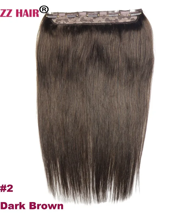ZZHAIR 80 г 100 г 1" 18" 2" Искусственные волосы одинаковой направленности волос один кусок набор 5 зажимов в человеческие волосы для наращивания 1 шт Натуральные Прямые - Цвет: #2