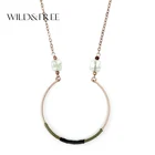 Женское винтажное ожерелье ручной работы, длинная цепочка с кулоном из натурального камня, круглое ожерелье из сплава, ювелирное изделие