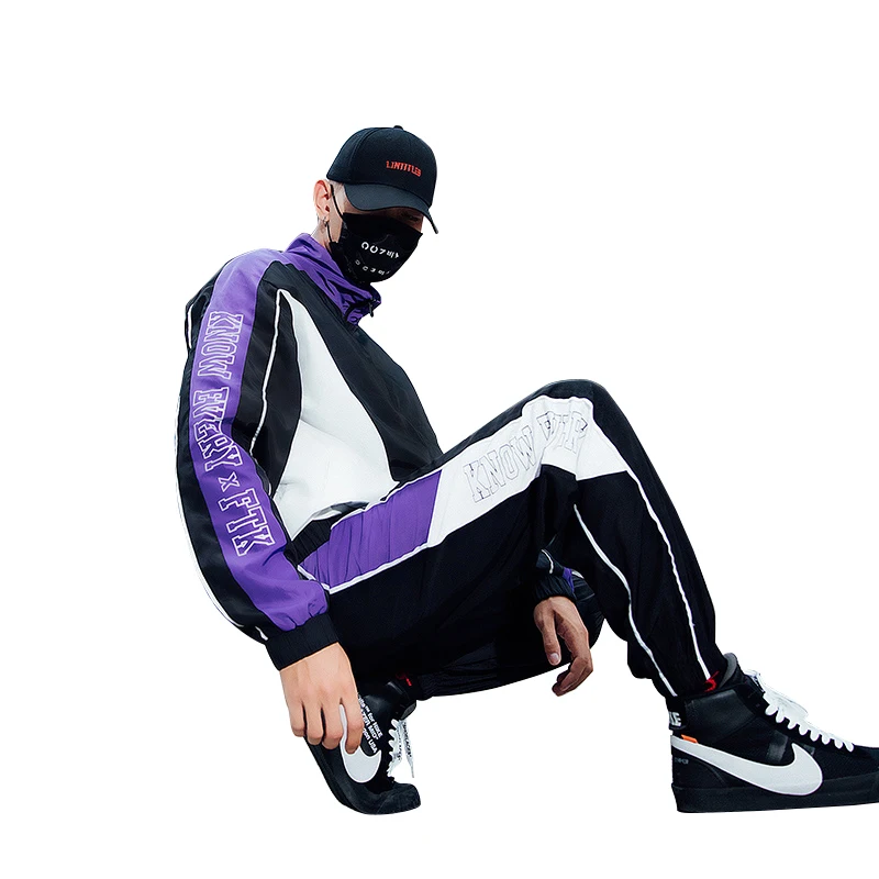 

Bormandick mens set clothes Set New Fashion Autumn Tracksuit Sweatshirt+Sweatpants Sporting Zipper Mens hip hop KXP18 CT01-75