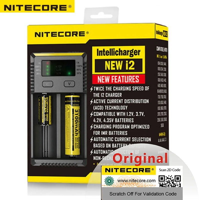 Новинка зарядное устройство Nitecore i2 Intelli универсальное для аккумуляторов Ni-MH AA AAA