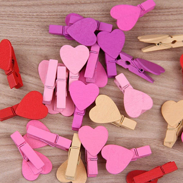 Зажим для фото зажим карт деревянный красное сердце|Рамка| |