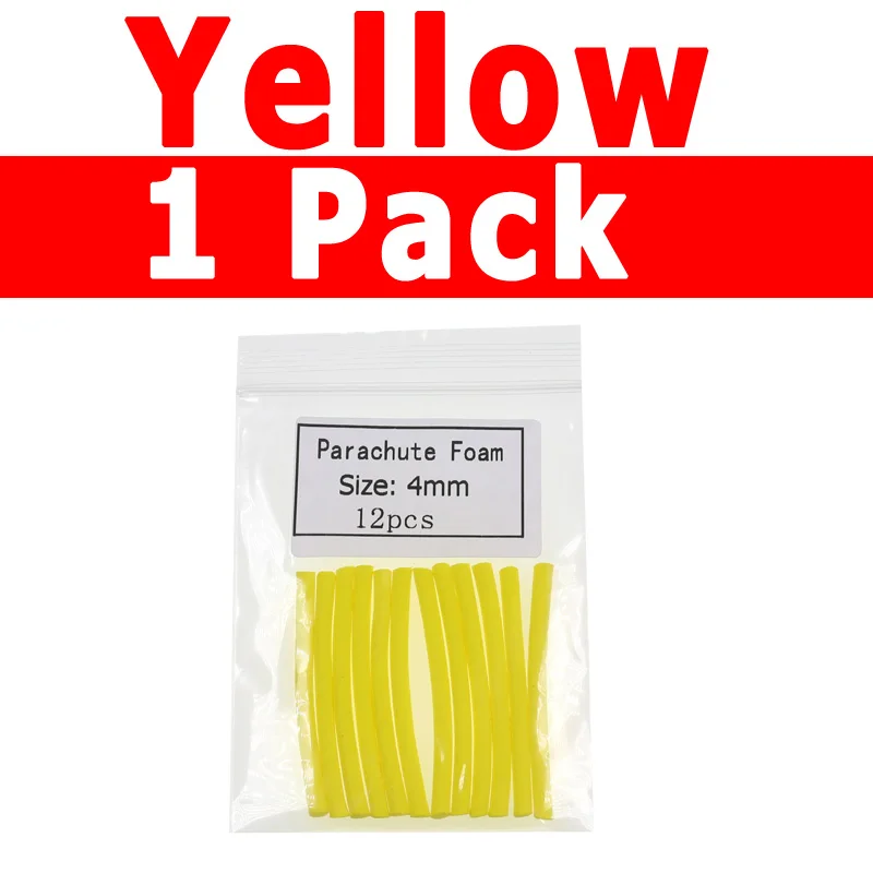 12pcs yellow 12 шт./упак. 4 мм х 5 см мушек Материал 4 мм парашют пены пост Летающая приманка искусственная трава Хоппер мушек цилиндры из пенистого материала - Цвет: 12pcs yellow