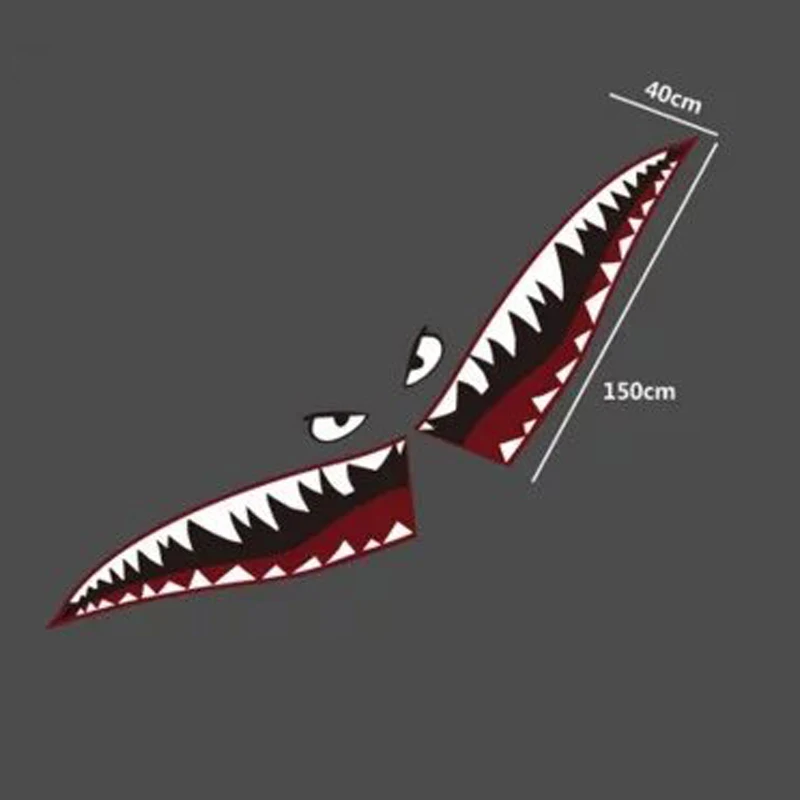 

59" Full Size Shark Mouth Tooth Flying Tiger Die-Cut Vinyl Decal Car Sticker