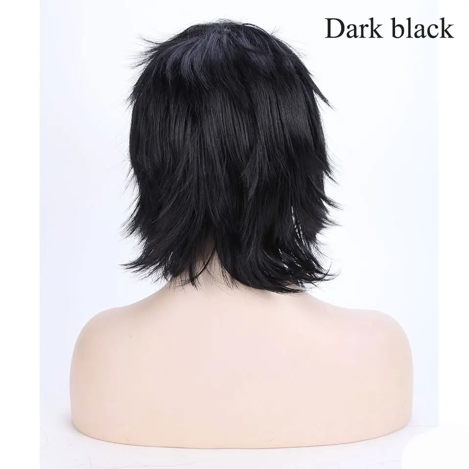 black SNOILITE короткий парик для косплея Красный Розовый Синий Коричневый Белый Серый волосы парики Синтетический прямой костюм парик для рождественской вечеринки - Цвет: black