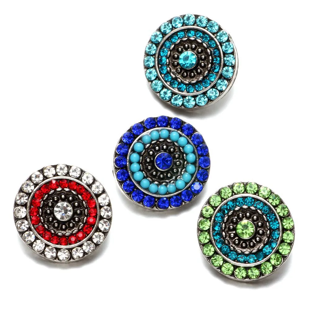 4 шт./лот цвета со стразами Стиль цветок Форма металла Талисманы 18 мм кнопки