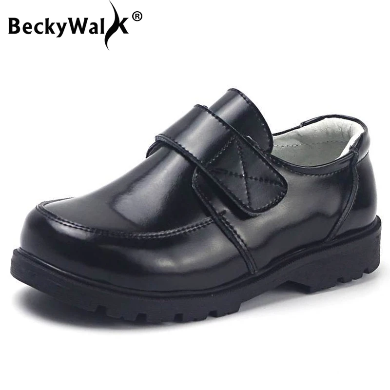 BeckyWalk детская обувь из натуральной кожи кожаные туфли для мальчиков черные белые