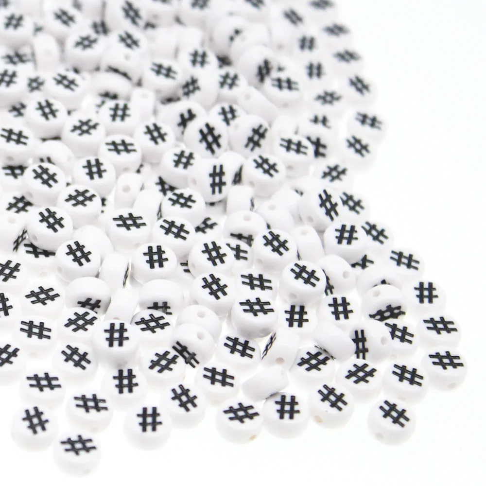 CHONGAI 100 шт Белый # слов плоские круглые акриловые бусины для изготовления