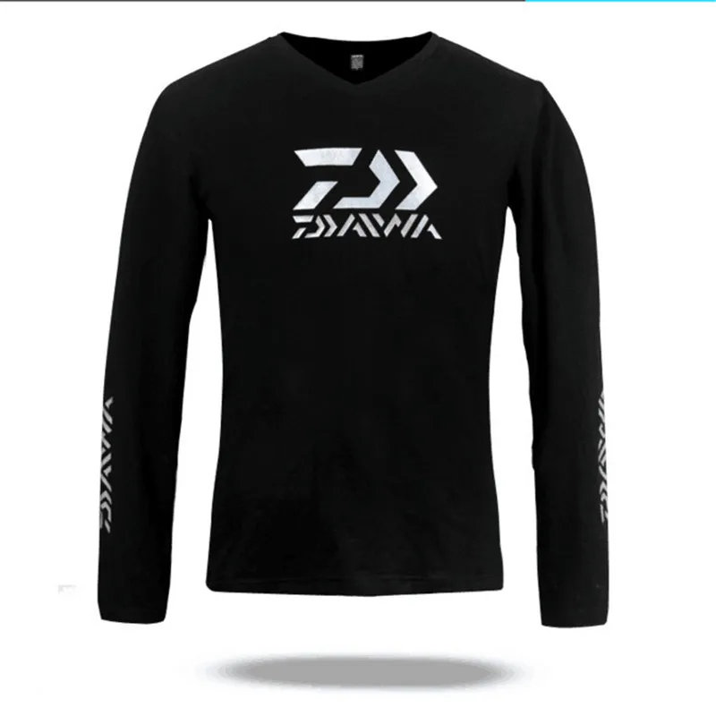 Новое Падение Daiwa Новые Мужчин Рыбалка Костюм Черный Хлопка С Длинным Рукавом