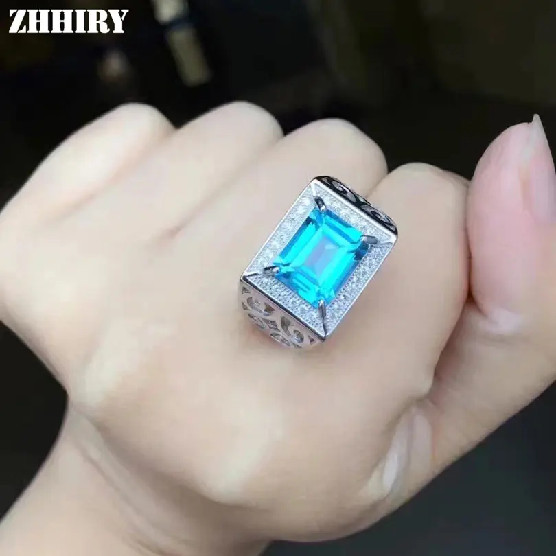 ZHHIRY мужские кольца из драгоценных камней подлинный Натуральный топаз женское