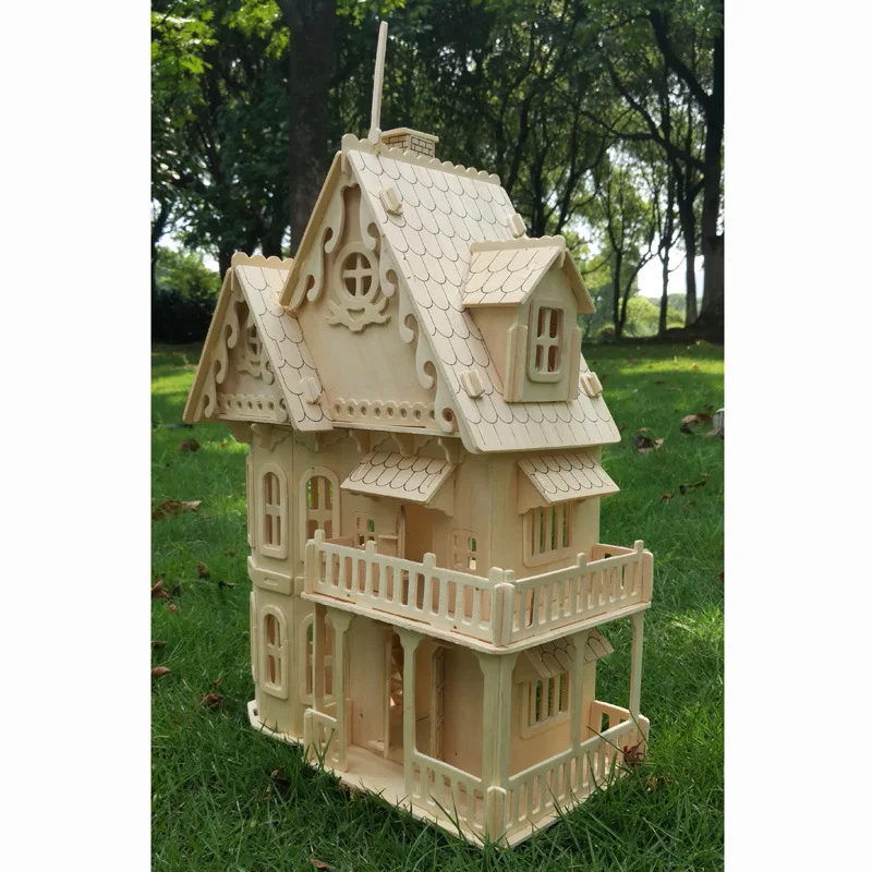 Деревянный DIY кукольный домик мини 3D стерео головоломка собранный дом