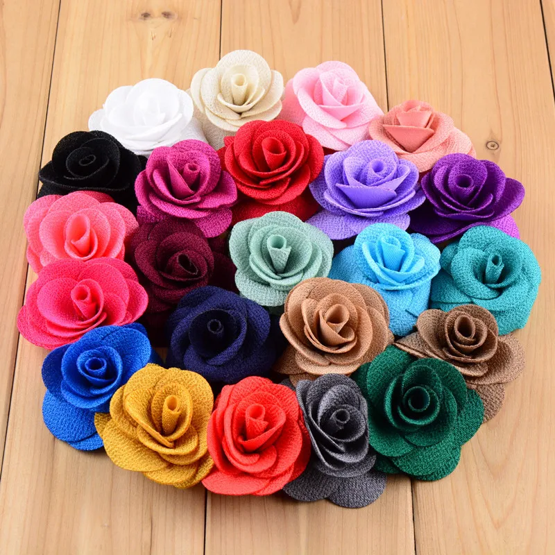 

DHL Free shipping, 500 pcs/lot , Rose Fabric flowers applique For Headbands, Brooch, Costume or Bridal Design - 2.35 inches