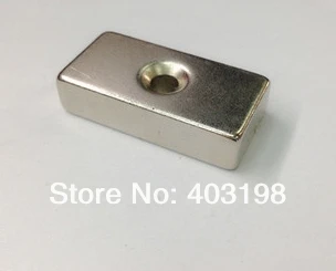 

WholeSale!3pcs/Pack N35 Magnets F40*20*10mm hole 6mm,Super Powerful Strong Rare Earth Block NdFeB Magnet Neodymium-Free Shipping