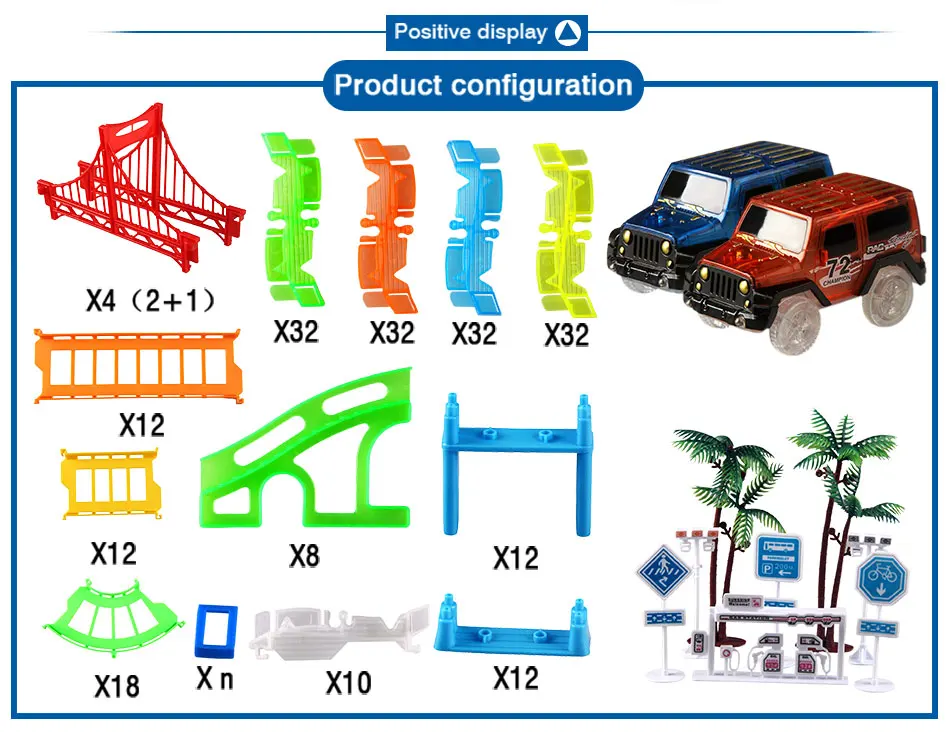 Railway Magical Racing Track Play Set Educational DIY Bend Flexible Race Track Electronic Flash Light Car Toys For children