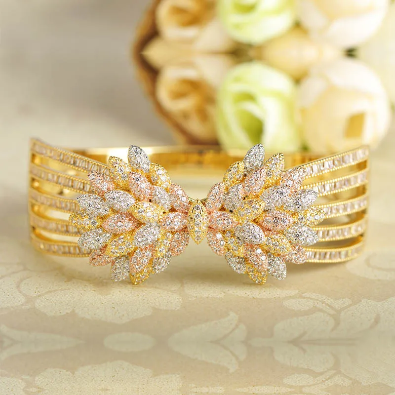 MECHOSEN Fashion Delicate Bowknot Design Bangle Ring Sets Micro Paved Cubic Zirconia Brass 3 Tones Exquisite Bridal Jewelry | Украшения и