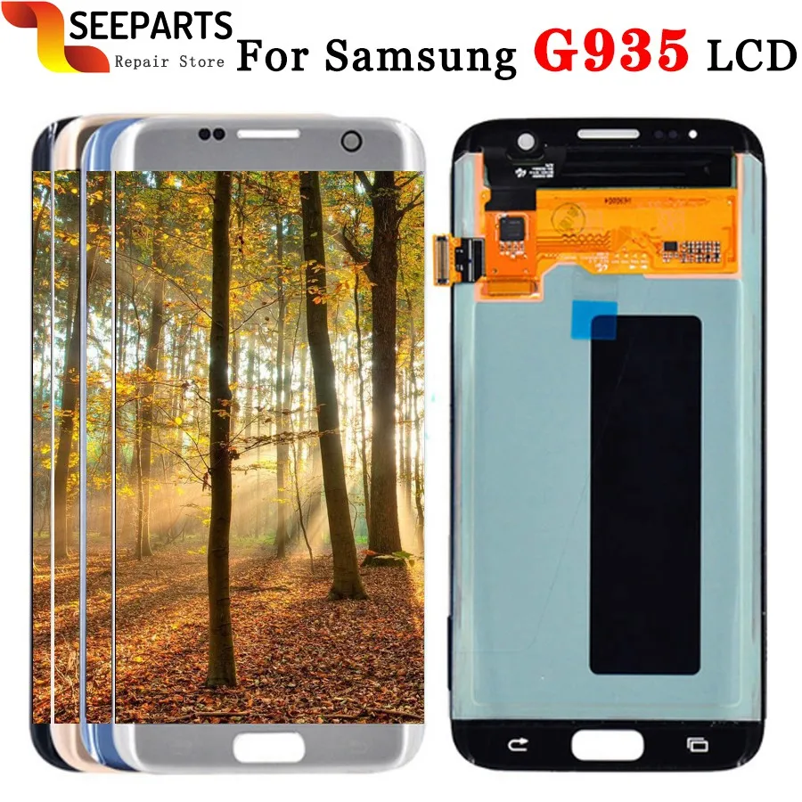 Для SAMSUNG GALAXY S7 EDGE G935 G935F ЖК дисплей с рамкой кодирующий преобразователь сенсорного