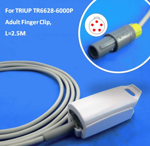 Длинный кабель зажим для пальца взрослых датчик SPO2 с 5-контактным разъемом
