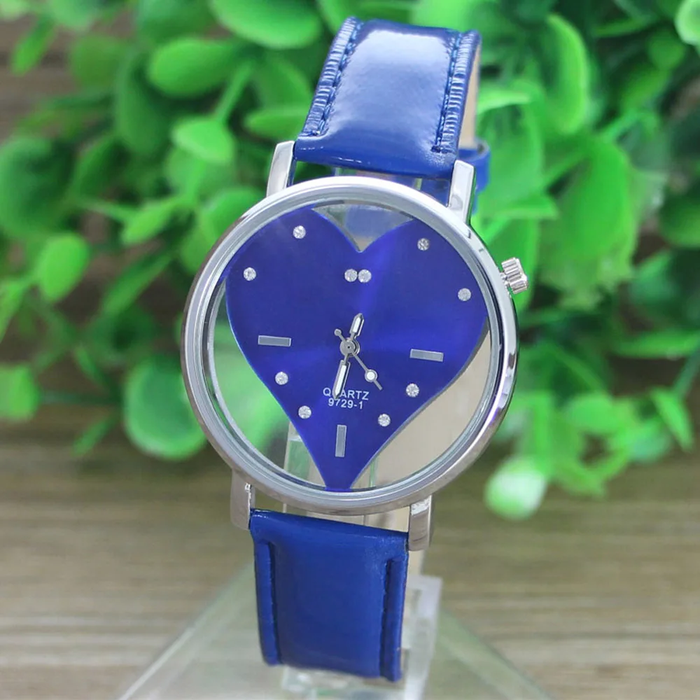 Хит 2018 женские часы из искусственной кожи с прозрачным циферблатом полым