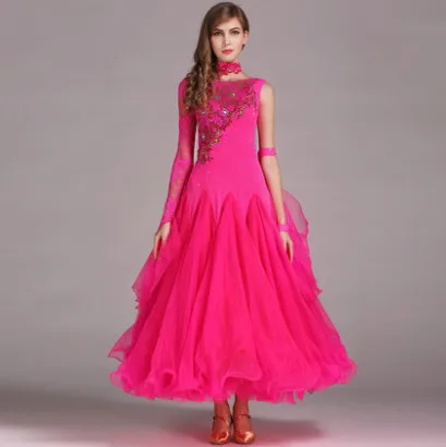 rose Red Royal Blue Ballroom Competition Dress Modern Waltz Tango/Latin Dance Dress/Flamenco Dance Dress - Цвет: rose Red