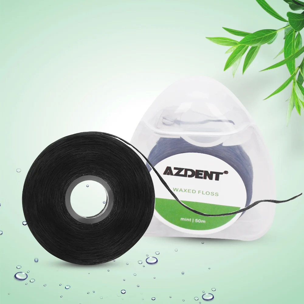 AZDENT 5 шт. 50 м/катушка бамбуковый уголь зубная нить вкус мяты встроенная катушка плоская проволока сменный