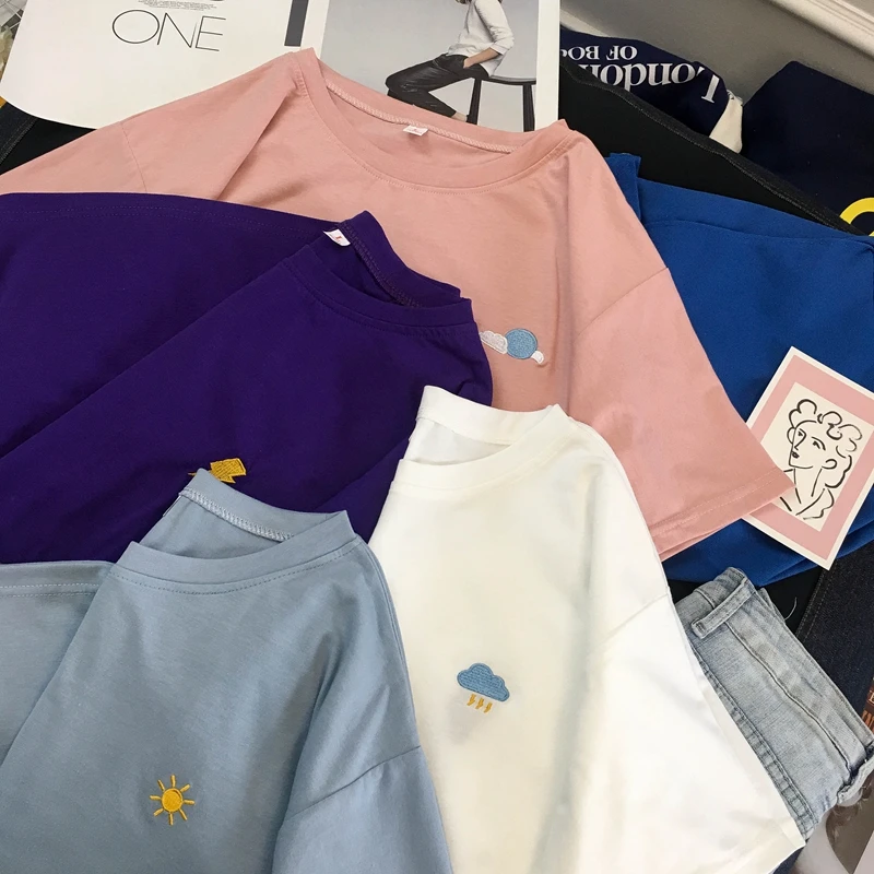 Женская футболка с короткими рукавами летняя хлопковая уличная одежда в стиле