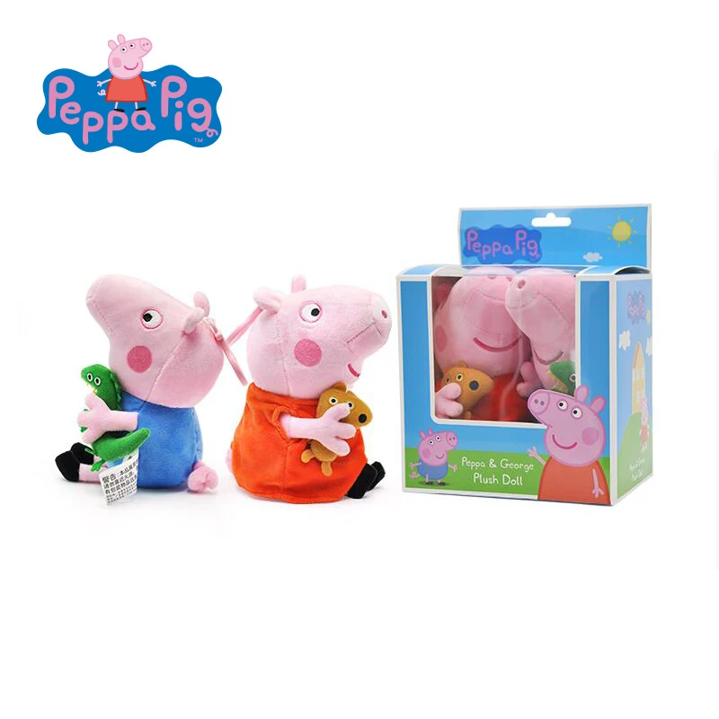 2 шт./компл. 19 см Peppa Свинья плюшевые куклы игрушки, подарочная упаковка Kawaii Пеппа Джордж вечерние декоративные школьная сумка на день рождения Подарок для мальчика девушка