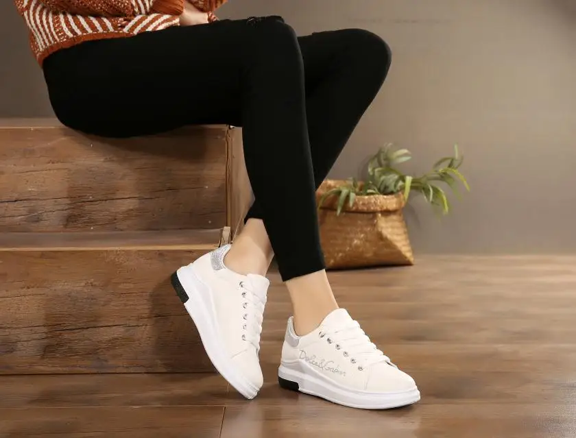 New Spring Autumn Wedges Pink Lace-up Platform Sneakers Women Vulcanize Shoes Tenis Feminino Casual Female Shoes T0111