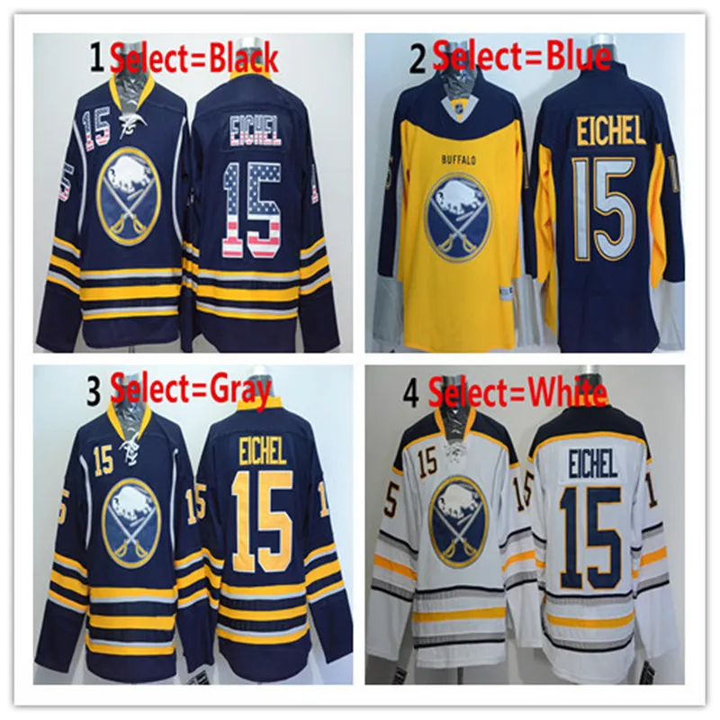 Горячая Мужская #15 Джек Eichel Золото Белый Черный Главная 100% Вышивка Высокого